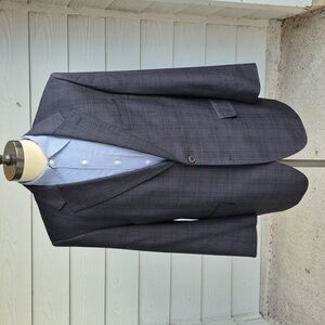 JOS A BANK Signature‎ Gold Grey Plaid Wool Sz 42 R Mens Sport Coat Blazer